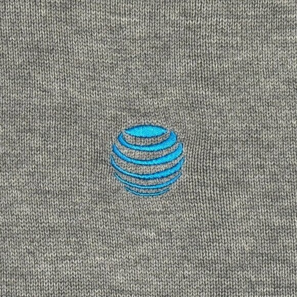 AT&T Sweater 1/4 Quarter Zip Mens Large L Gray Blue Mock Neck Shirt Crest Logo - Picture 11 of 11
